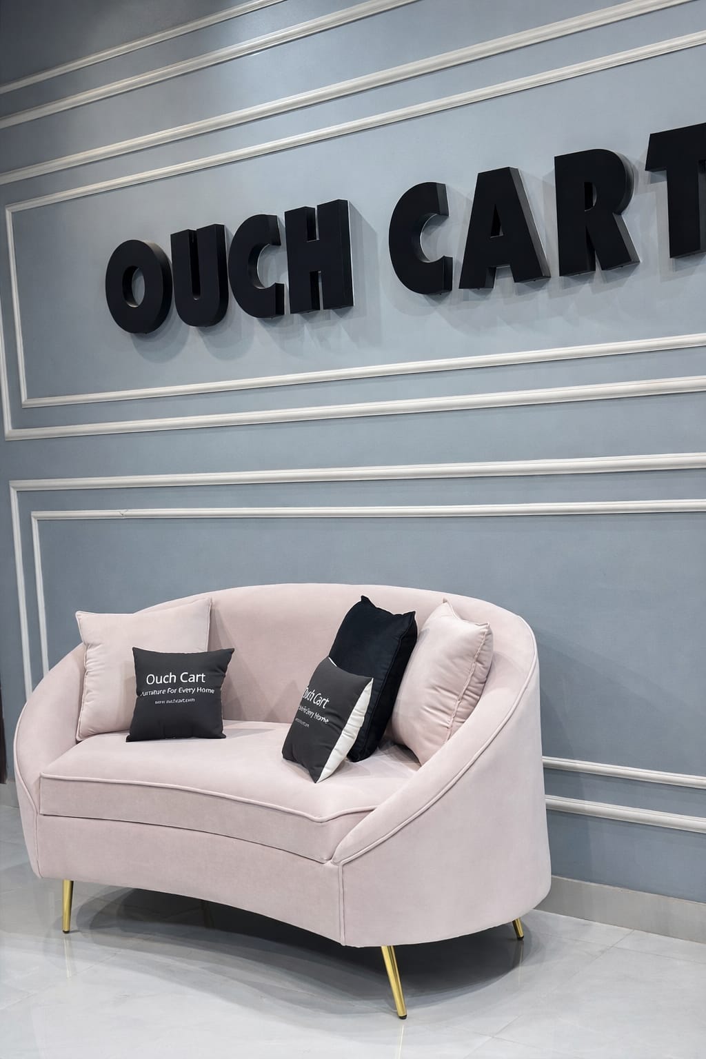 Velvet Curved Sofa Toss Pillow Included