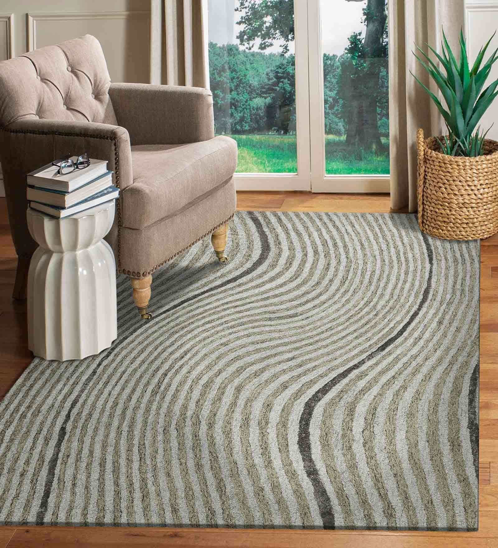 IRON Wool & Viscose Canyan 4x6 Feet  Hand-Tufted Carpet - Rug