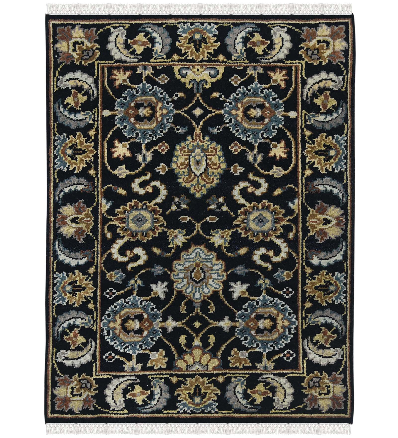 Luxor Classic Pattern Hand Knotted  Rectangle Anti-Skid Designer Carpet, Prayer Rug For Office Cabins, Small Living Spaces - 2'X3'