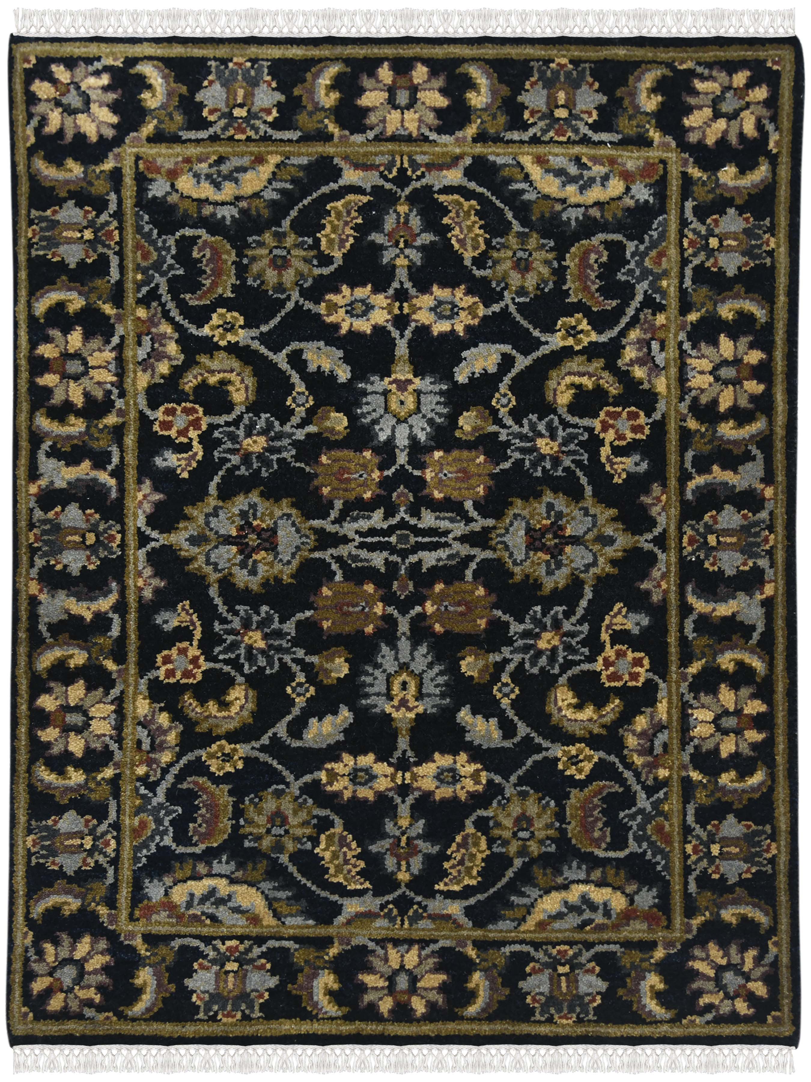 Luxor Classic Pattern Hand Knotted  Rectangle Anti-Skid Designer Carpet, Prayer Rug For Office Cabins, Small Living Spaces - 2'X3'