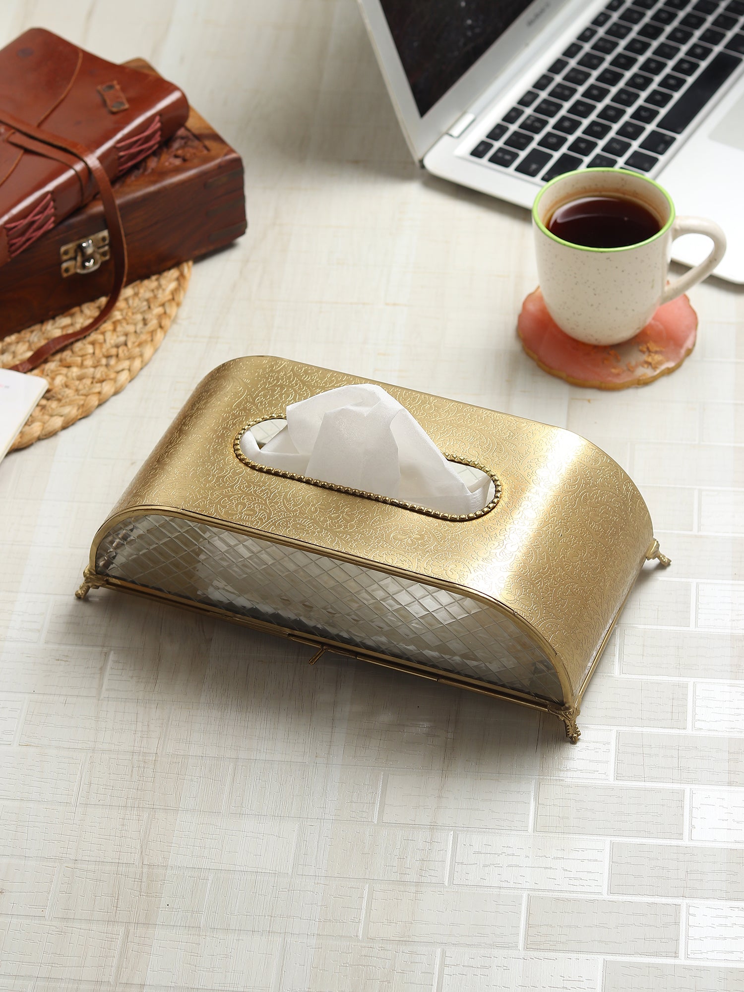 Sleek Slant Diamond  Crystal Tissue Holder - OUCHCART