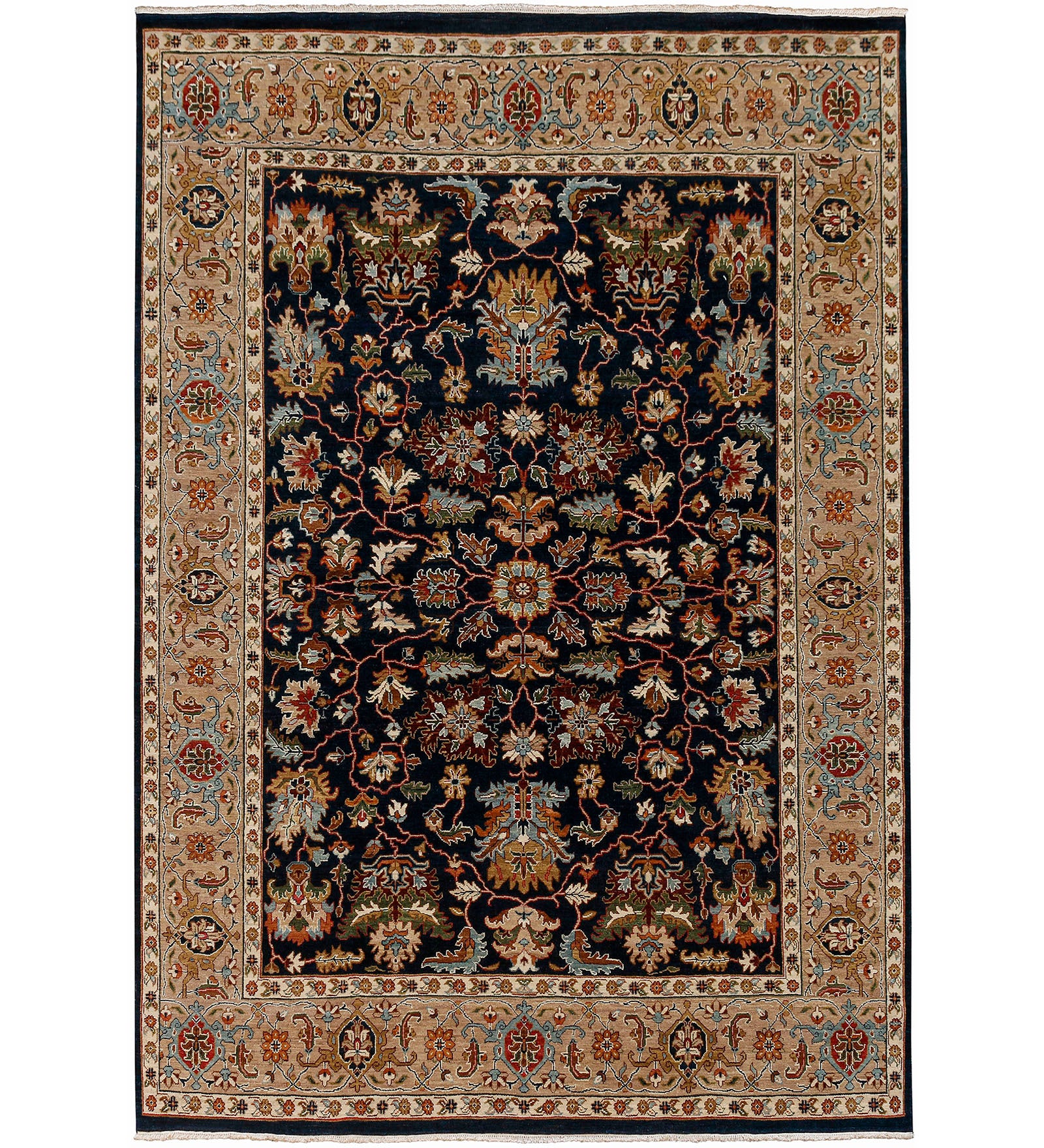 Heritage Classic Pattern Hand Knotted  Rectangle Anti-Skid Designer Carpet, Prayer Rug For Office Cabins, Small Living Spaces - 3'X5'