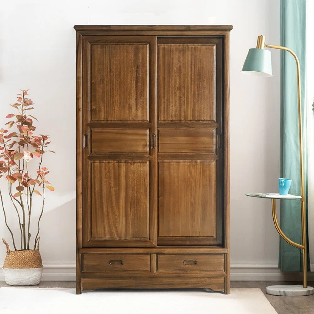 Classic Solid Wood Wardrobe – Vintage-Style Bedroom Storage Cabinet
