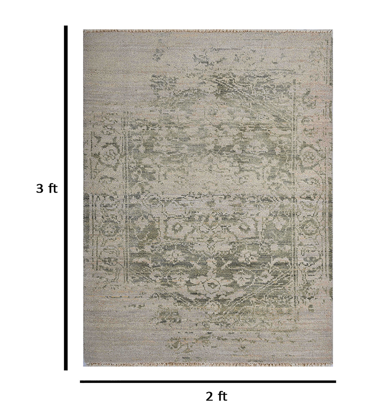 Dazzle Transitional Pattern Hand Knotted  Rectangle Anti-Skid Designer Carpet, Prayer Rug For Office Cabins, Small Living Spaces - 2'X3'