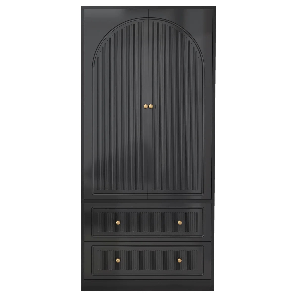 Winston Porter 70 Inch Tall Wardrobe Armoire Wooden Closet with Drawers White and Black-OUCH CART | Wardrobe 