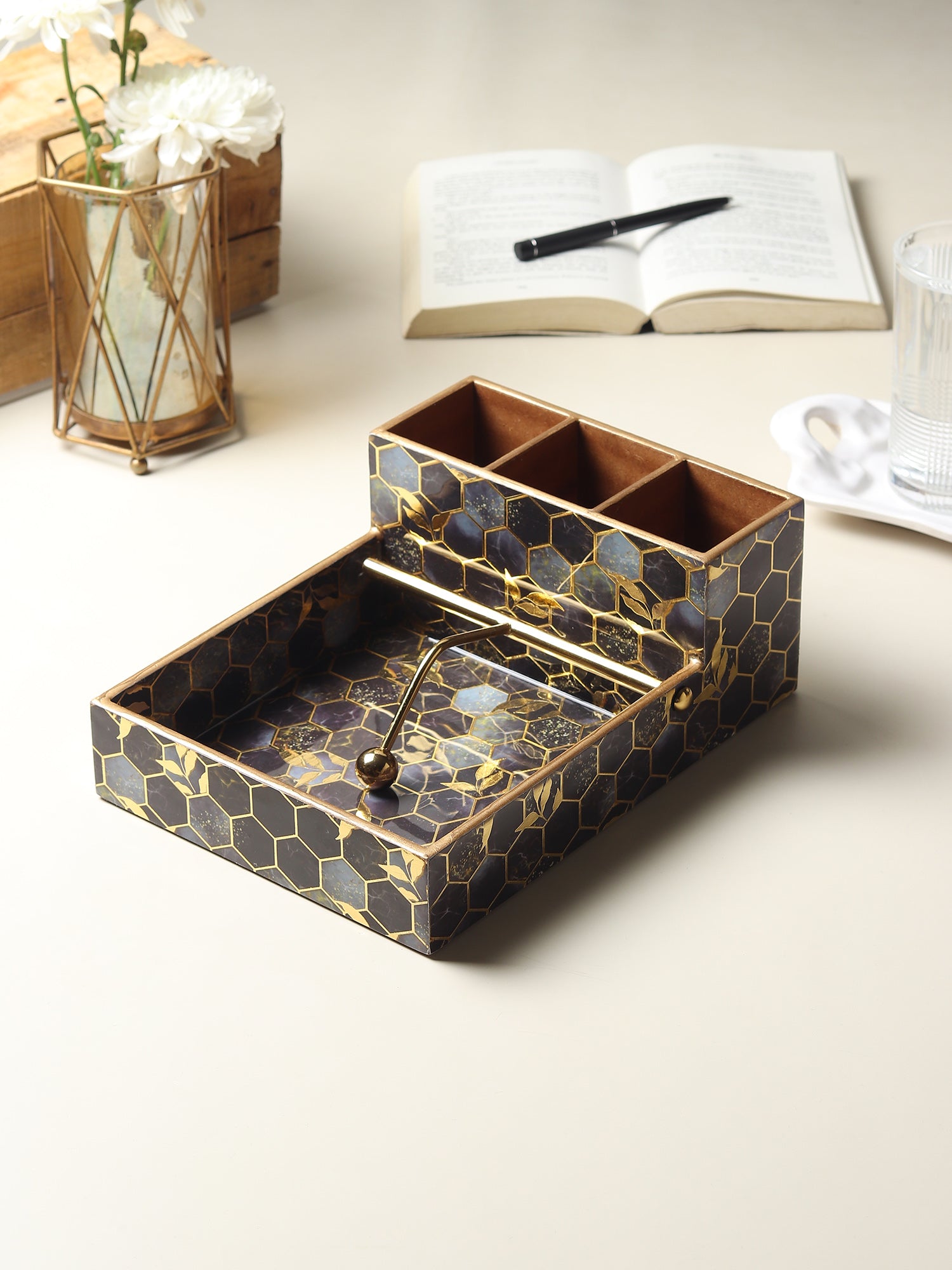 Gilded Hive Cutlery and Tissue Holder