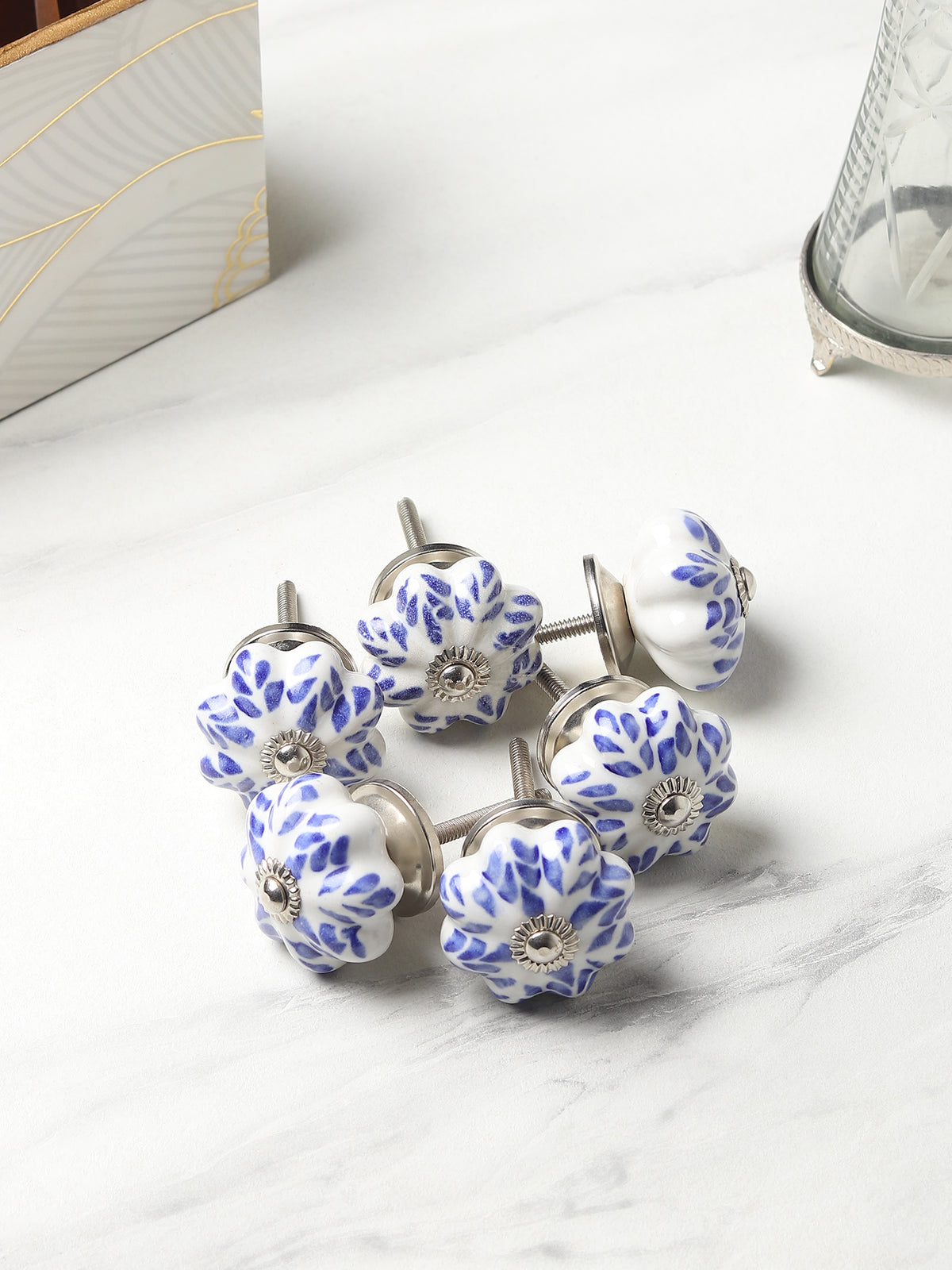Bleu Flora Knob set of 6