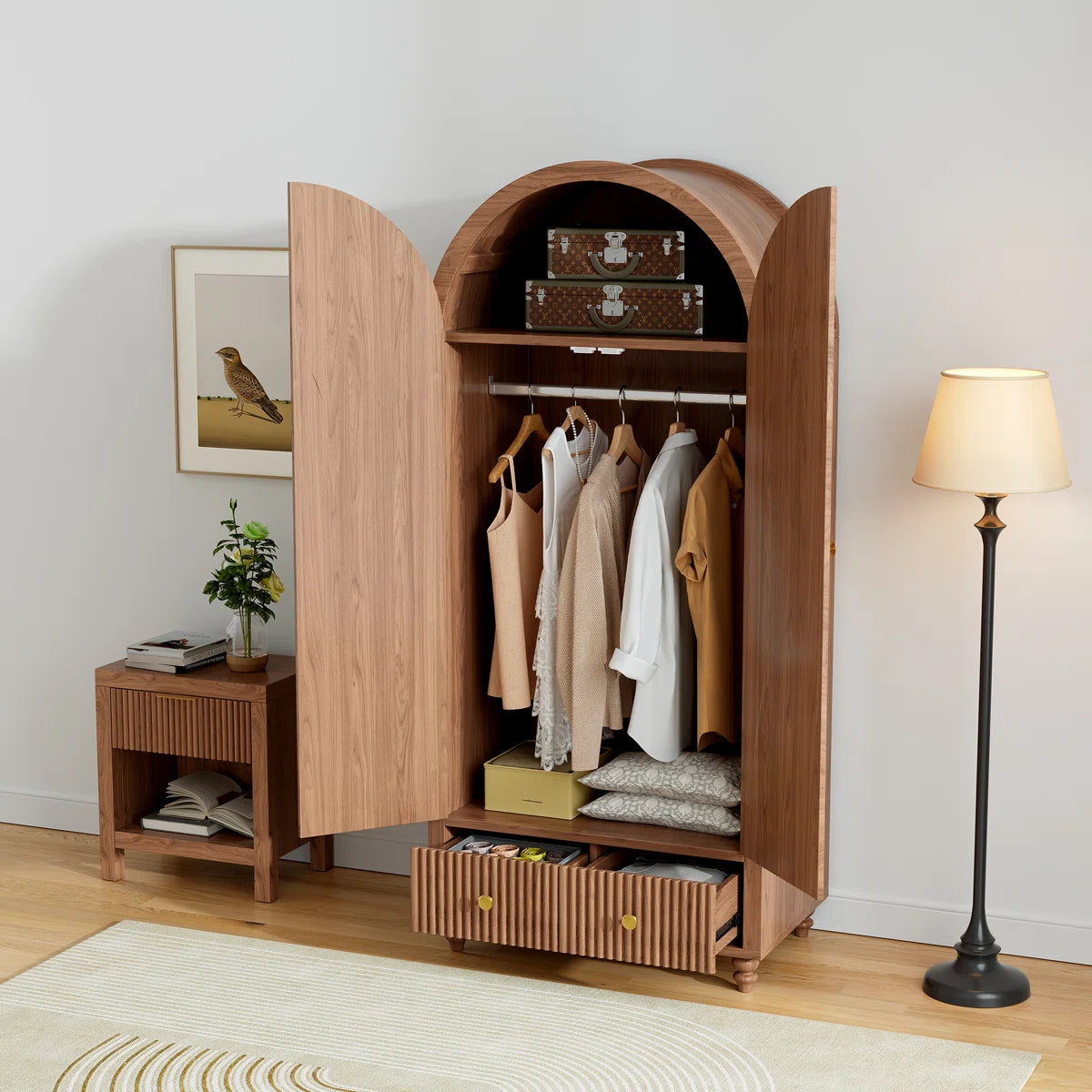 Modern Bedroom Armoire Manufactured Wood Wardrobe with Storage