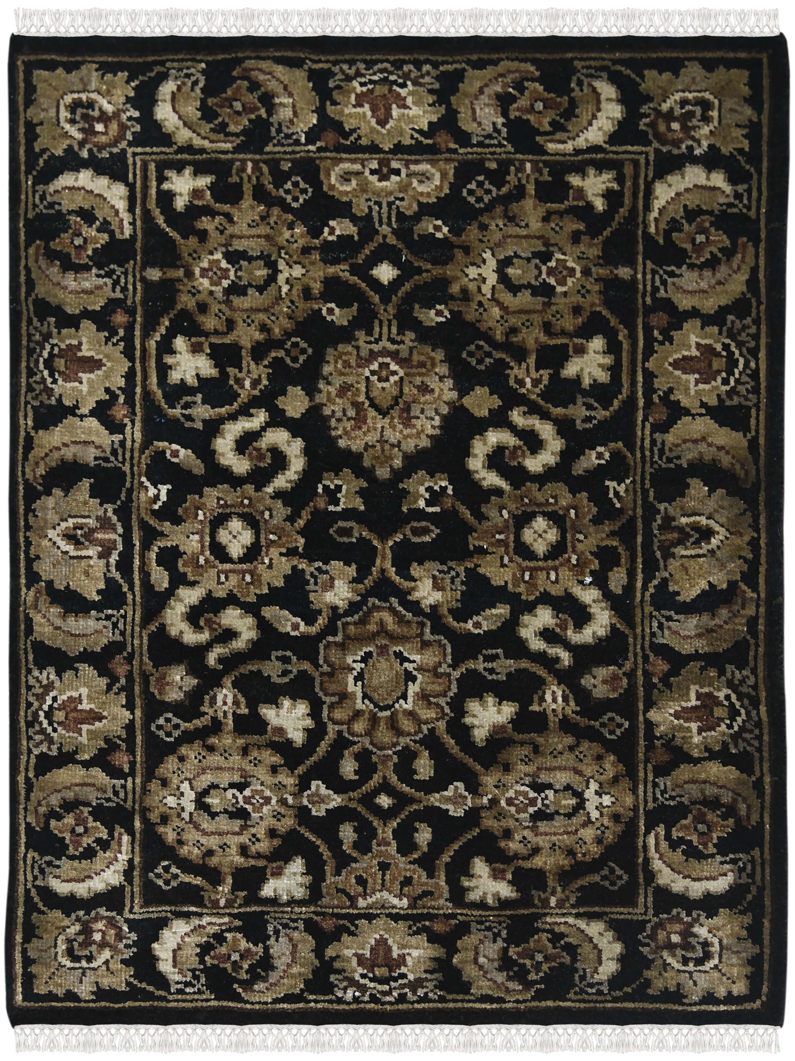 Luxor Classic Pattern Hand Knotted  Rectangle Anti-Skid Designer Carpet, Prayer Rug For Office Cabins, Small Living Spaces - 2'X3'