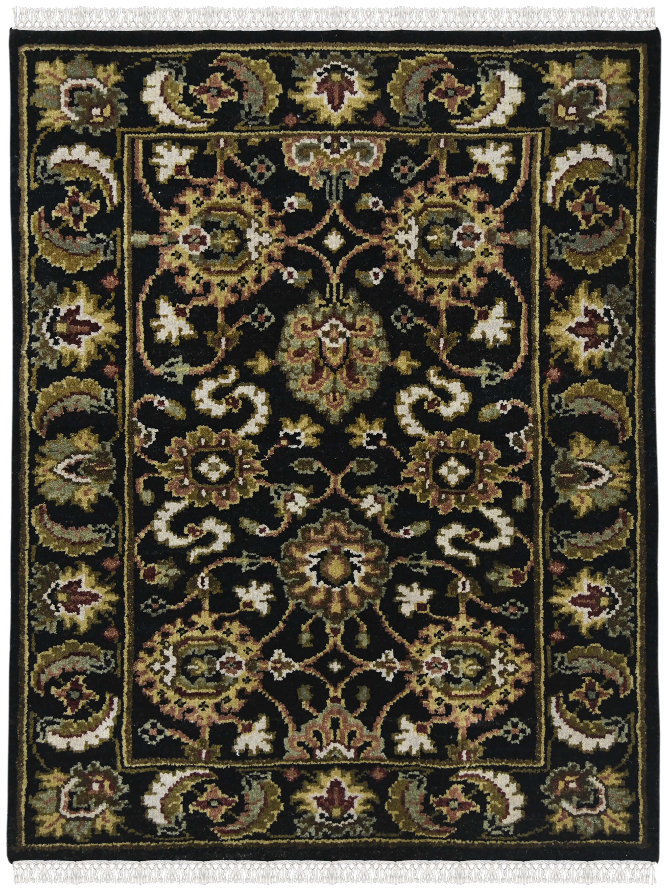 Luxor Classic Pattern Hand Knotted  Rectangle Anti-Skid Designer Carpet, Prayer Rug For Office Cabins, Small Living Spaces - 2'X3'