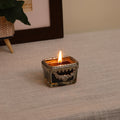 ocean breeze blue Scented candle glass jar with silver ring