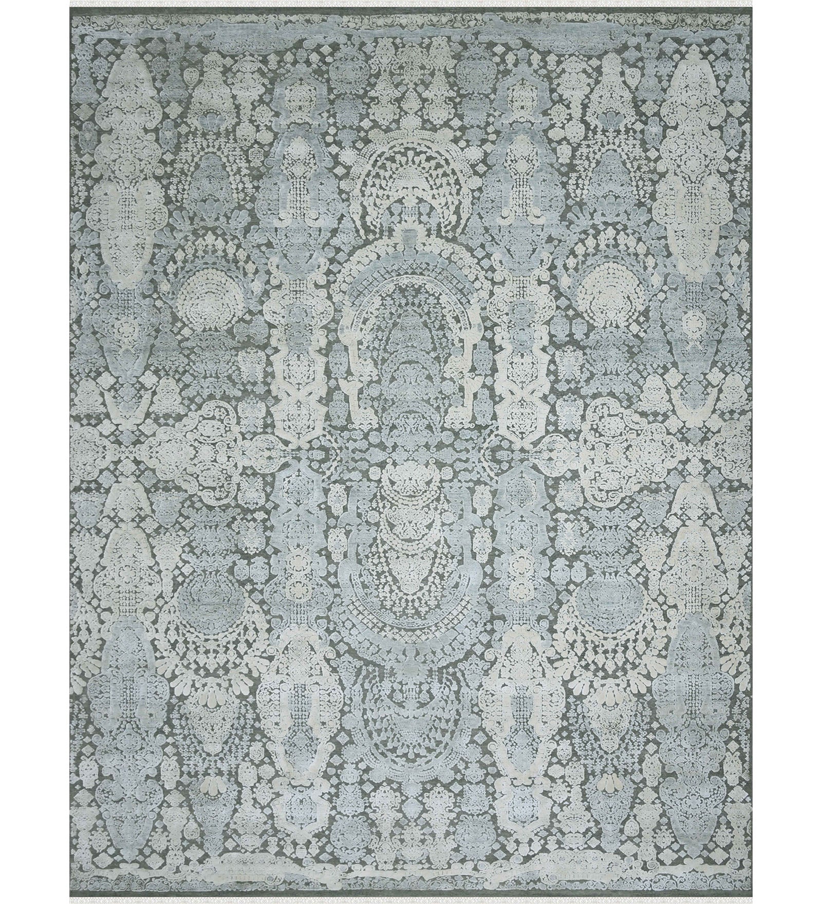 Euphoria Transitional Pattern Hand Knotted  Rectangle Anti-Skid Designer Carpet, Prayer Rug For Office Cabins, Small Living Spaces - 4'x6'