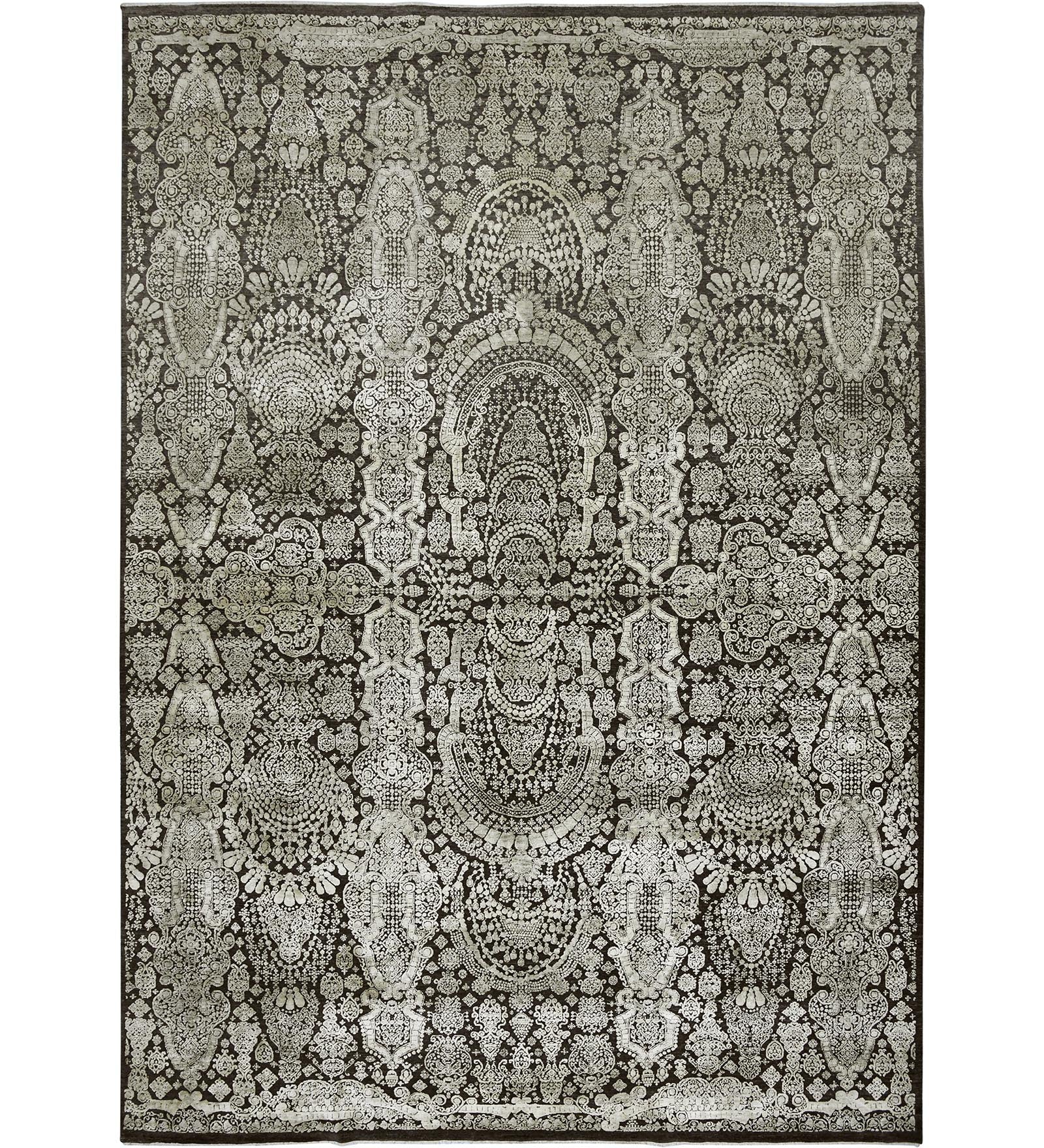 Euphoria Transitional Pattern Hand Knotted  Rectangle Anti-Skid Designer Carpet, Prayer Rug For Office Cabins, Small Living Spaces - 2'X3'