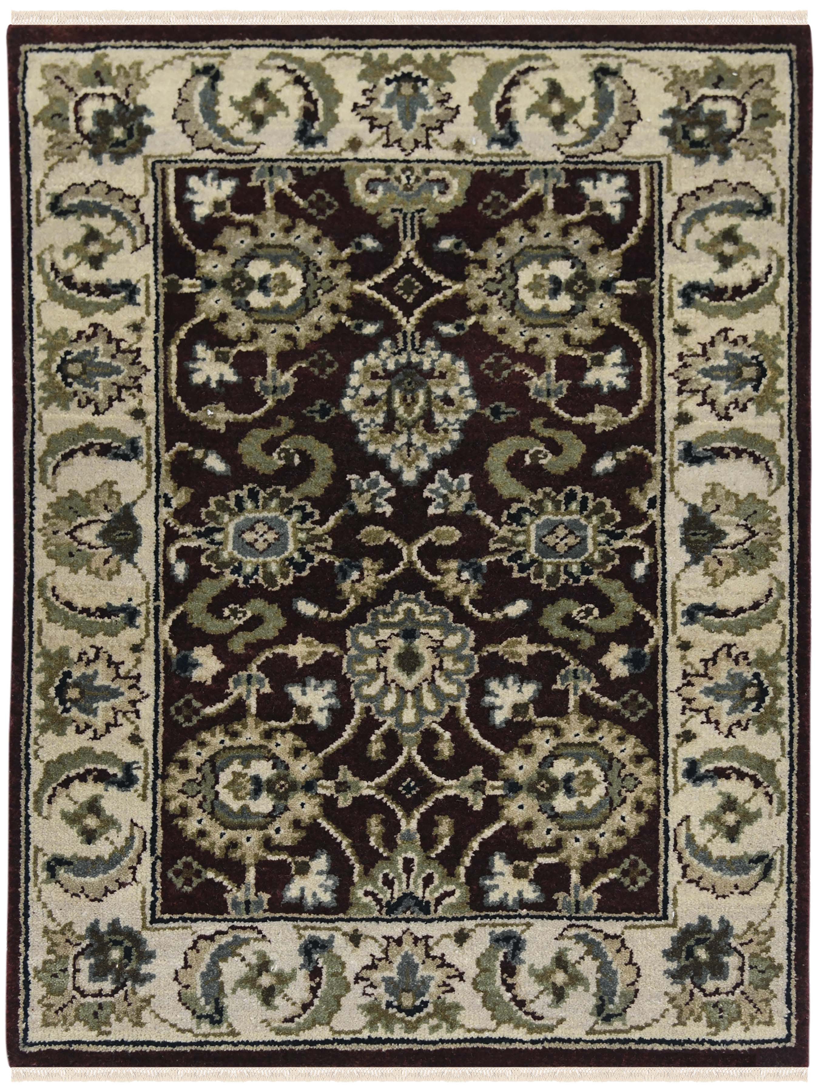 Luxor Classic Pattern Hand Knotted  Rectangle Anti-Skid Designer Carpet, Prayer Rug For Office Cabins, Small Living Spaces - 2'X3'