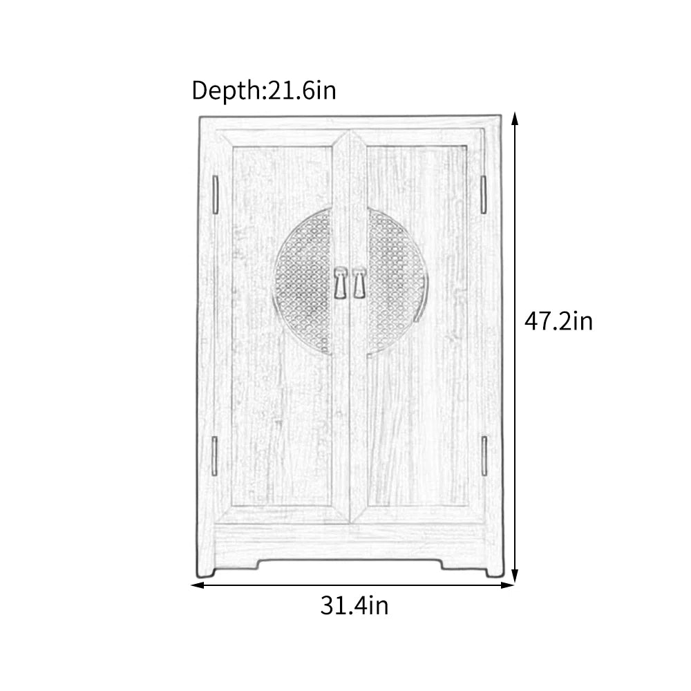 Exquisite Chinese Retro Wardrobe – Minimalist Wooden Bedroom Storage Cabinet