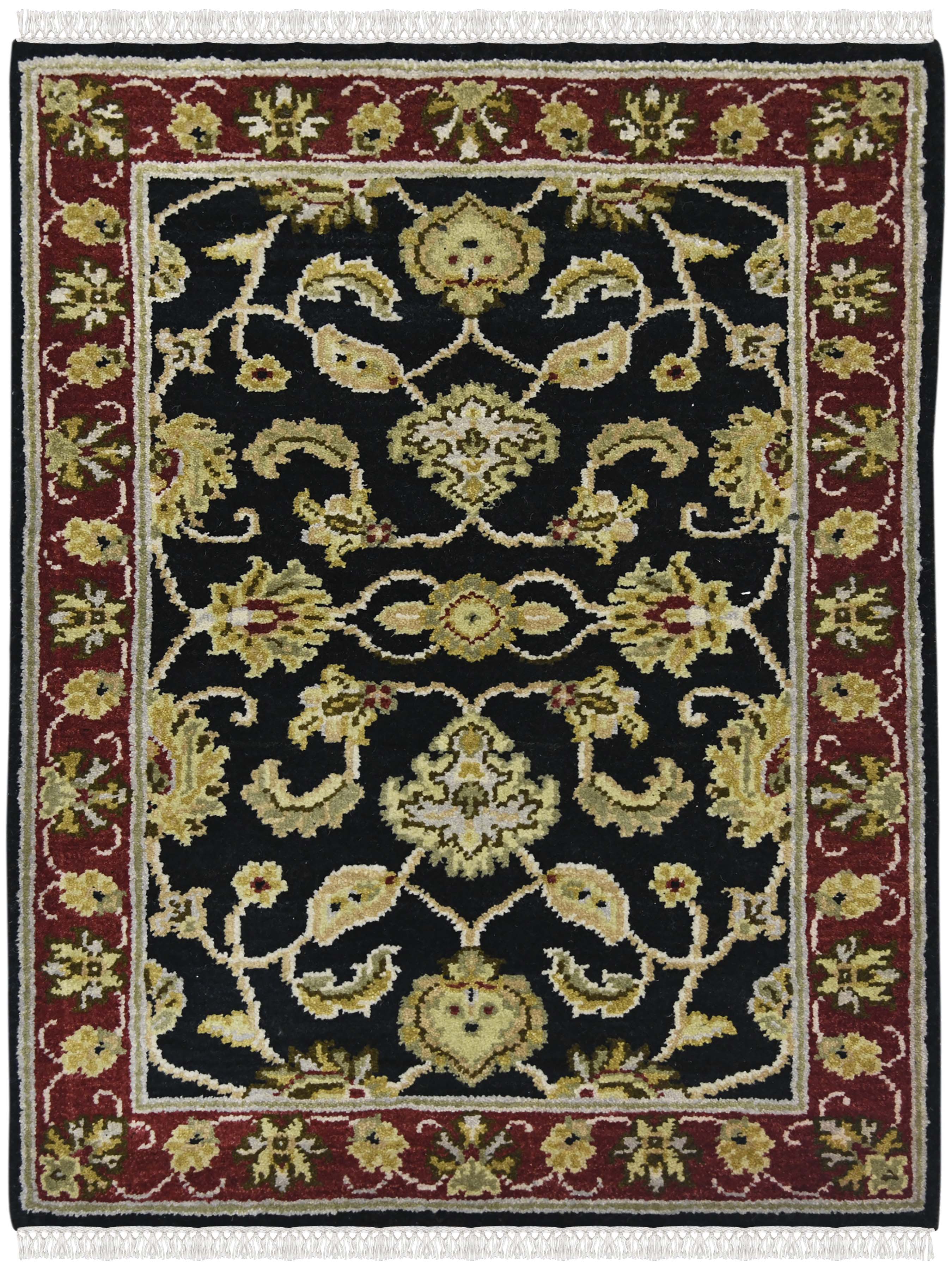 Luxor Classic Pattern Hand Knotted  Rectangle Anti-Skid Designer Carpet, Prayer Rug For Office Cabins, Small Living Spaces - 2'X3'