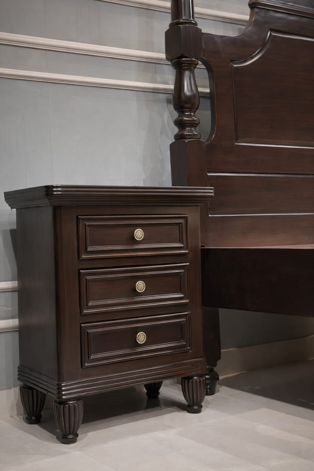 Solid Wood King Bed with Bedside Tables | Classic Wooden Bedroom Set