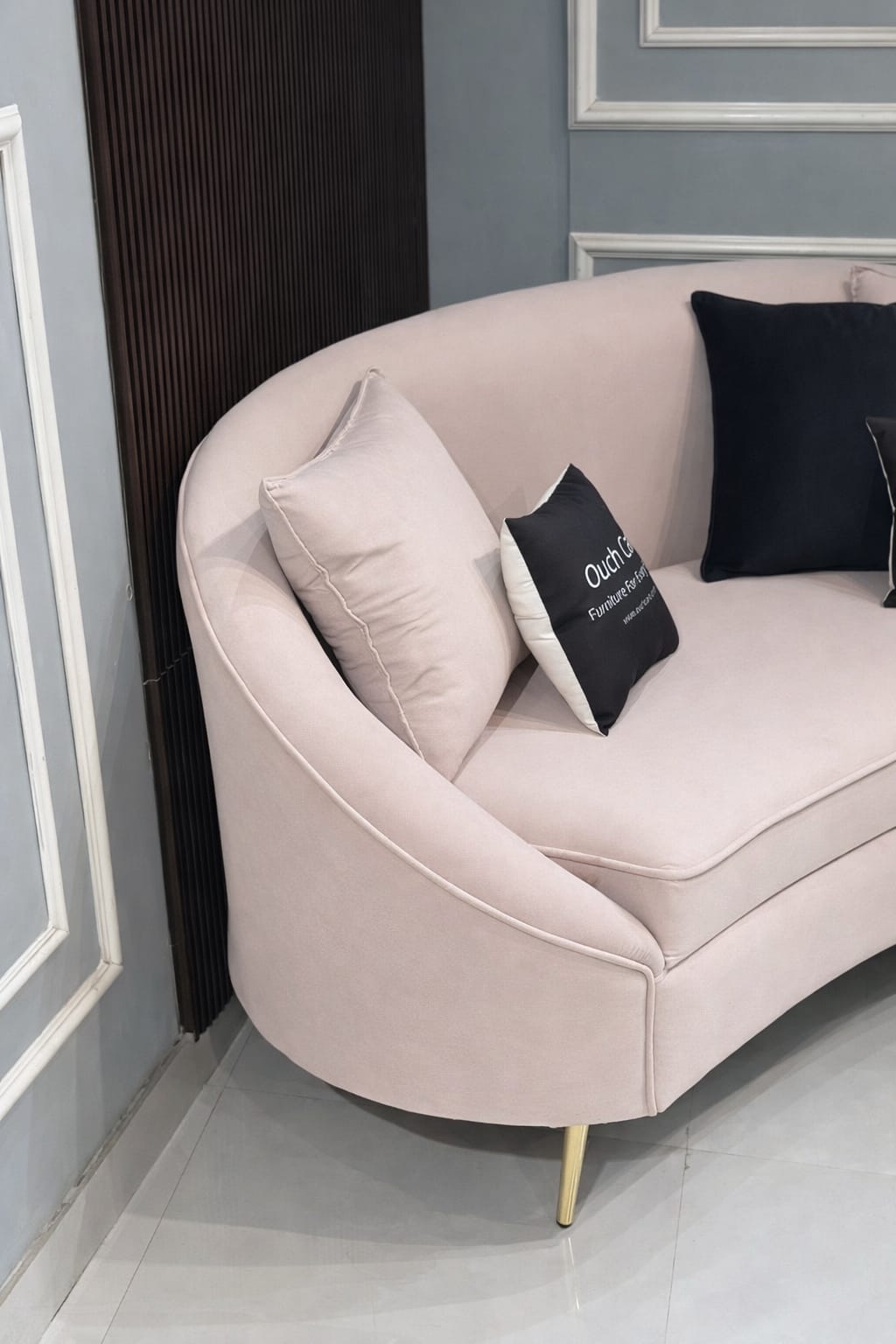 Velvet Curved Sofa Toss Pillow Included