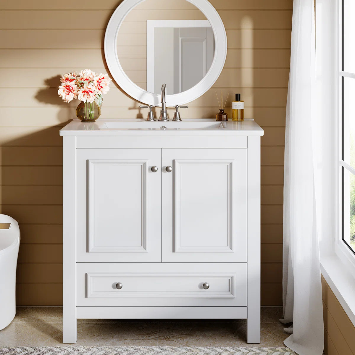 Solid Wood Freestanding Bathroom Vanity with Sink