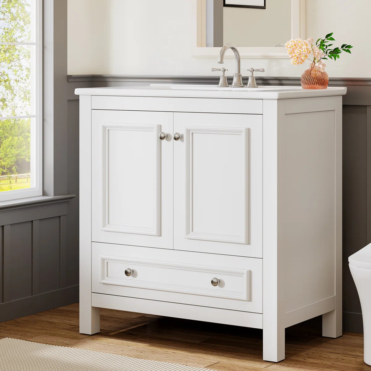 Solid Wood Freestanding Bathroom Vanity with Sink