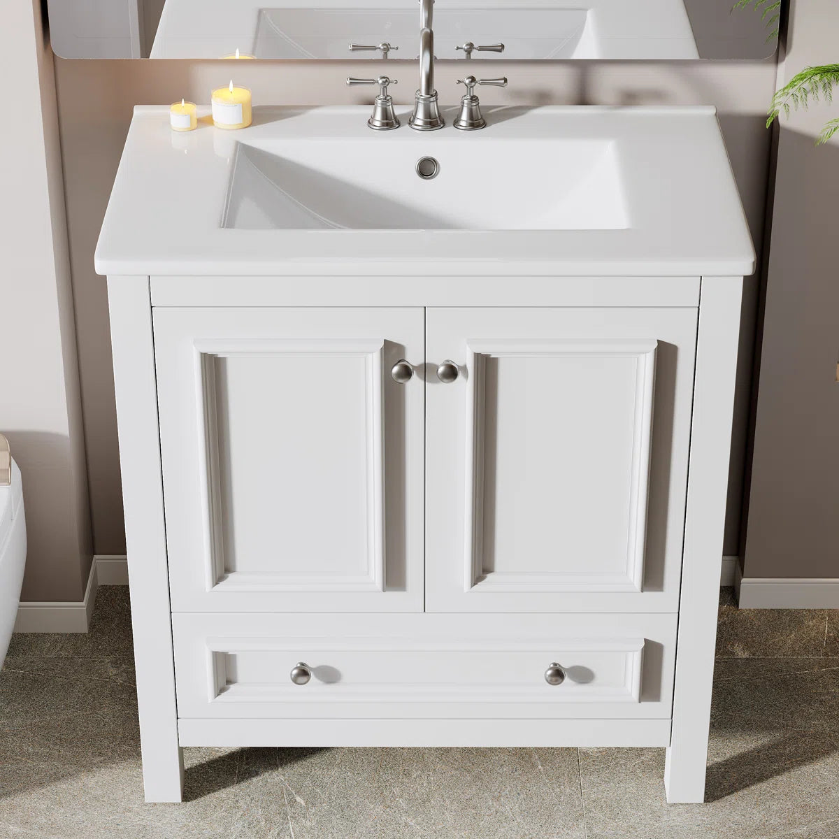 Solid Wood Freestanding Bathroom Vanity with Sink