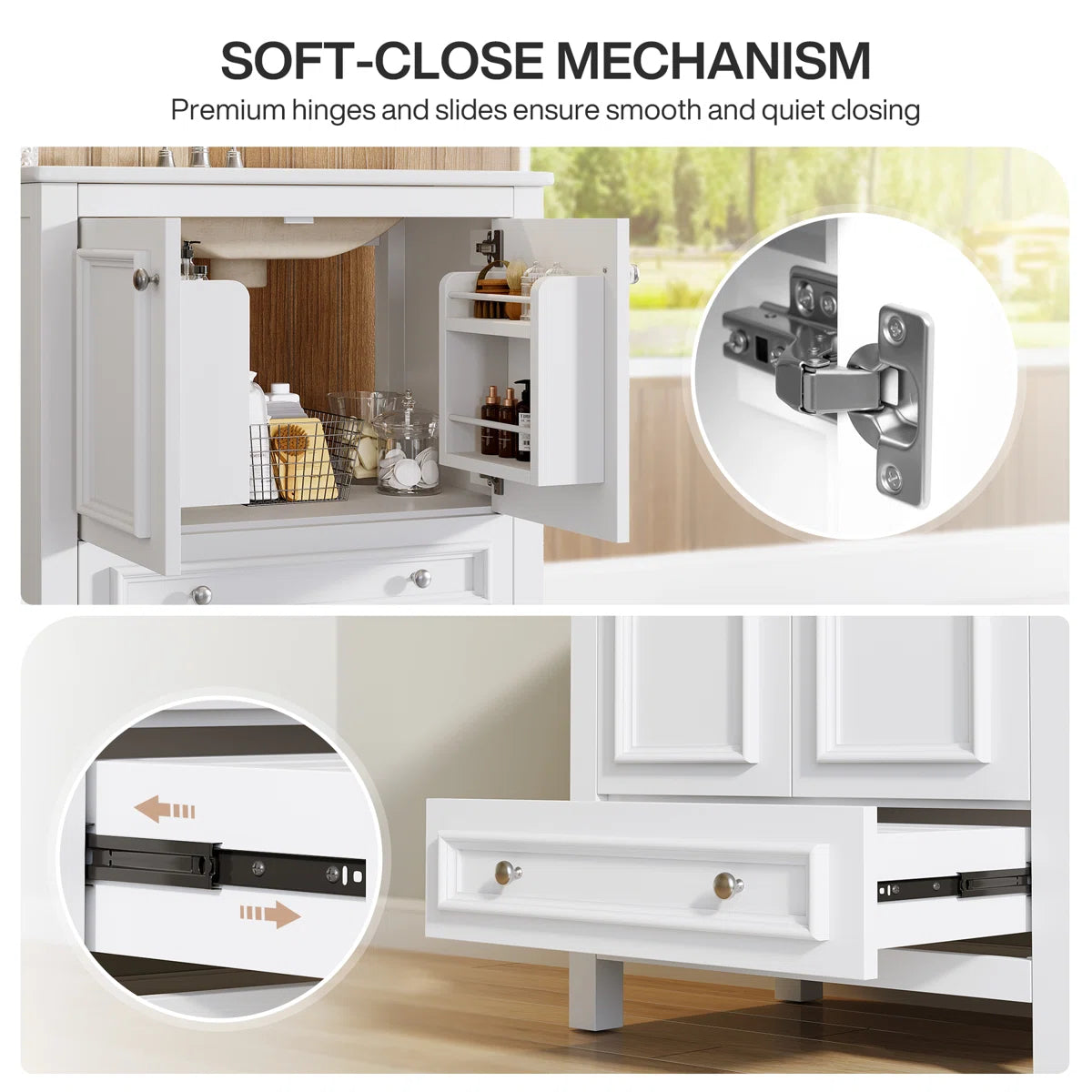 Solid Wood Freestanding Bathroom Vanity with Sink