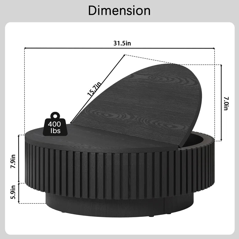 Modern Round Coffee Table,Wood Coffee Table with Storage for Living Room