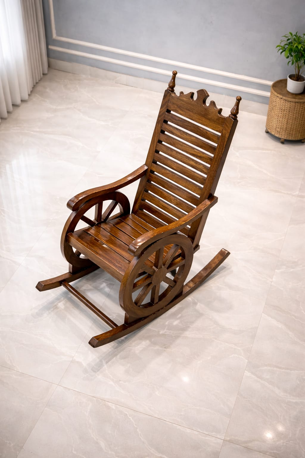Harold Solid Wood Rocking Chair In Honey Oak Finish