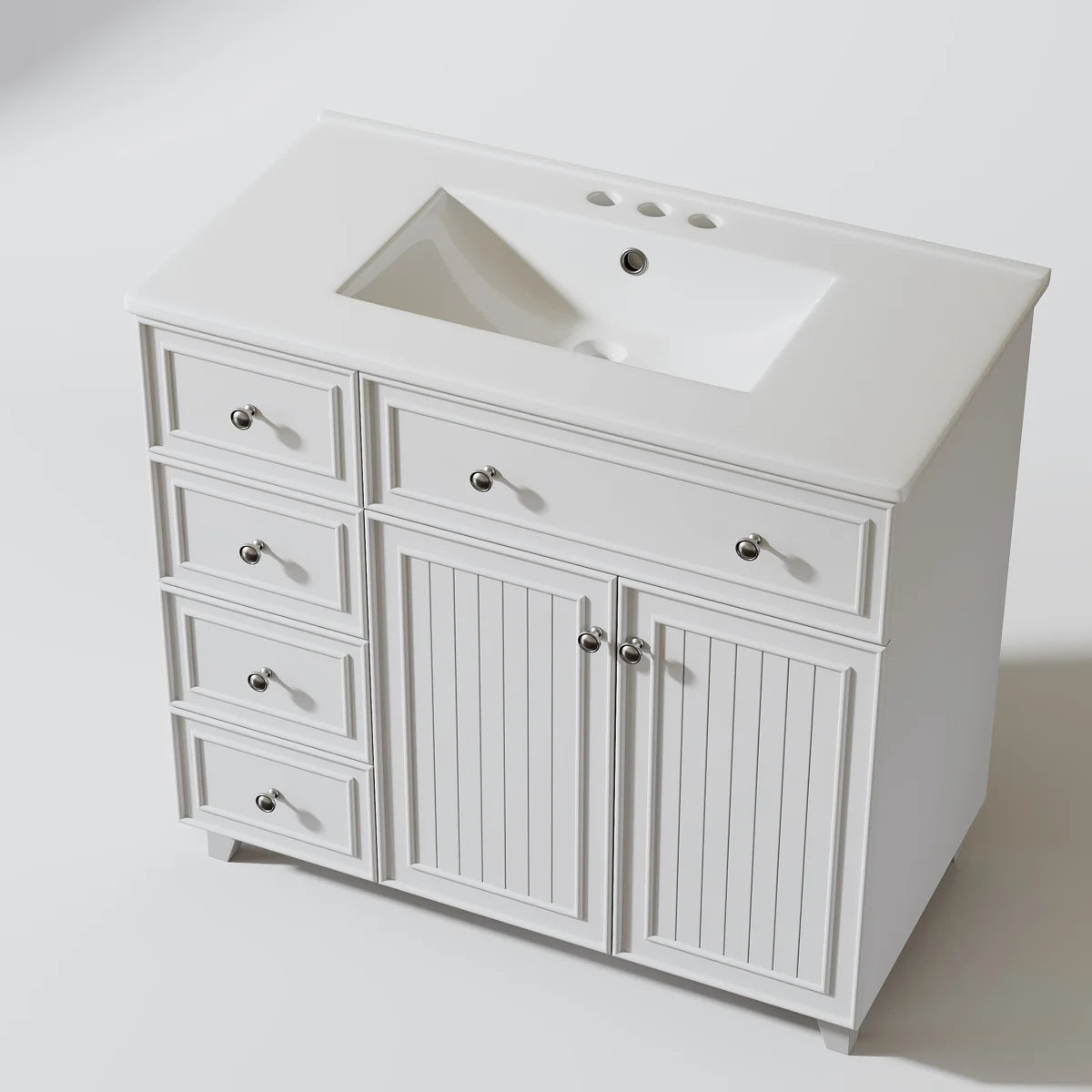 36 Inch White Bathroom Vanity with Ceramic Basin | Fox Marvel