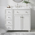 36 Inch White Bathroom Vanity with Ceramic Basin | Fox Marvel