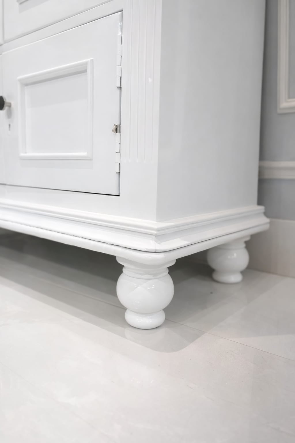 Premium White Wooden Almirah Wardrobe with Double Door & Storage Cabinets