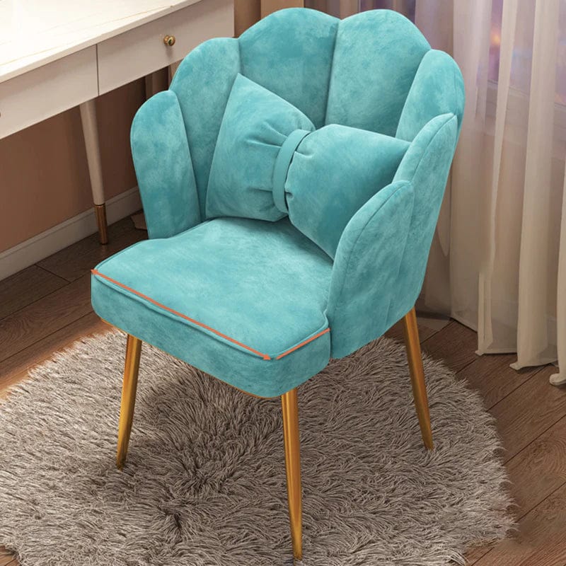 Contemporary Metal Side Chair Home Upholstered Arm Crown Top Back Chair