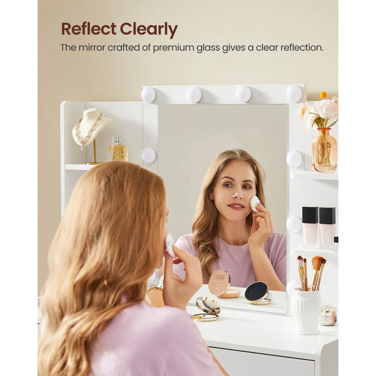 Modern Bedroom Vanity Desk 39.4'' Wide with and 6 Drawers