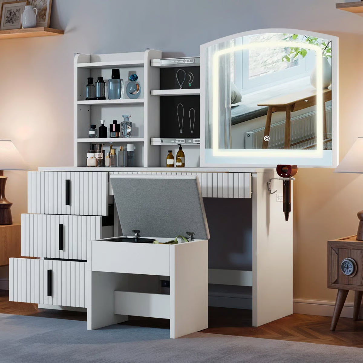 39.5" Fluted Makeup Vanity Desk - OUCH CART | Dressing table 