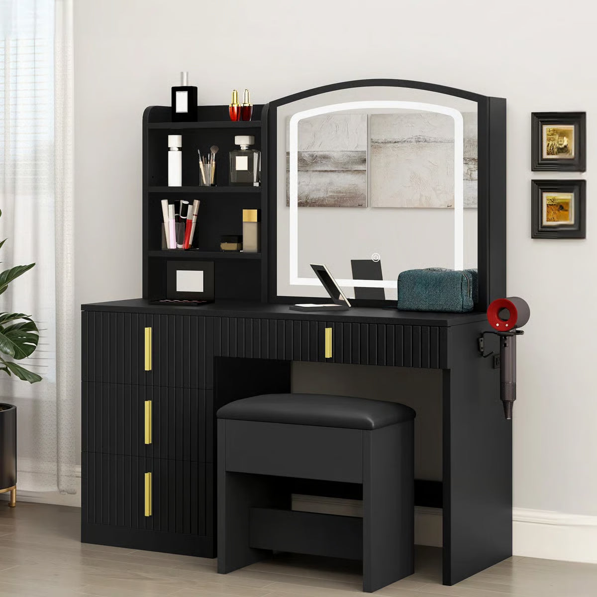 39.5" Fluted Makeup Vanity Desk - OUCH CART | Dressing table 