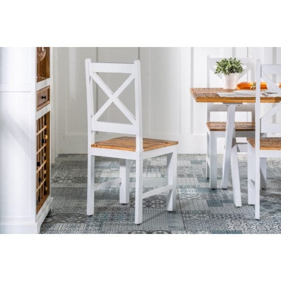 Whitewave Solid Wood Dining Chairs Set of 2 Made of Mango Wood White Rustic Finish (2 Chairs)