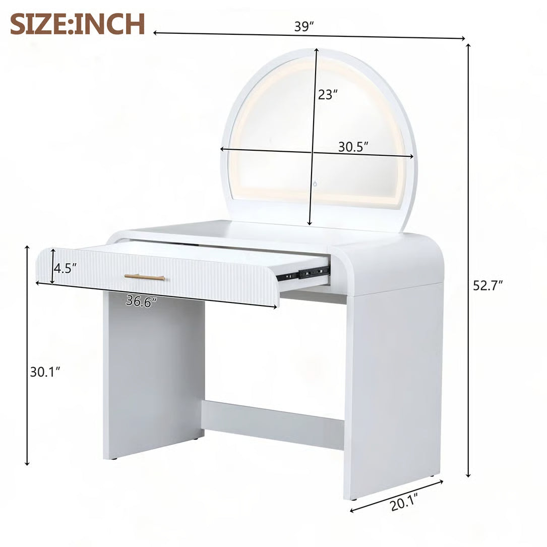 39" Lighted Vanity Table – Touch Screen LED Makeup Desk for Bedroom