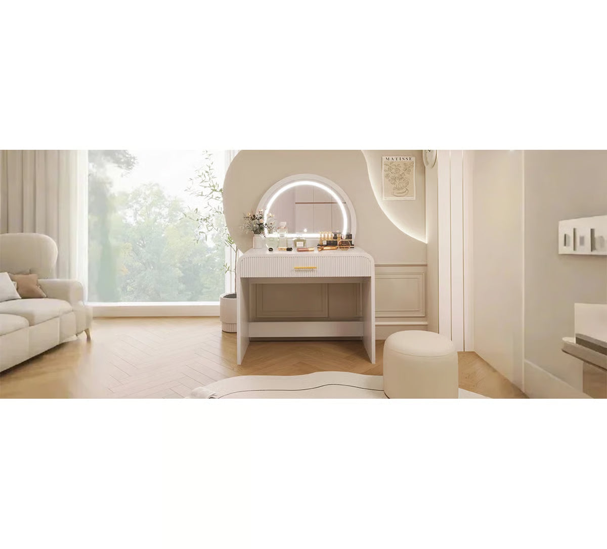 39" Lighted Vanity Table – Touch Screen LED Makeup Desk for Bedroom