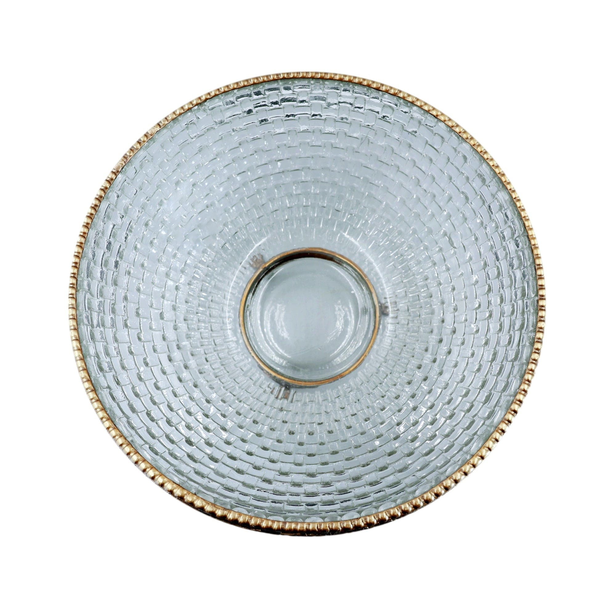 Ribbed Glass Antique Brass Bowl