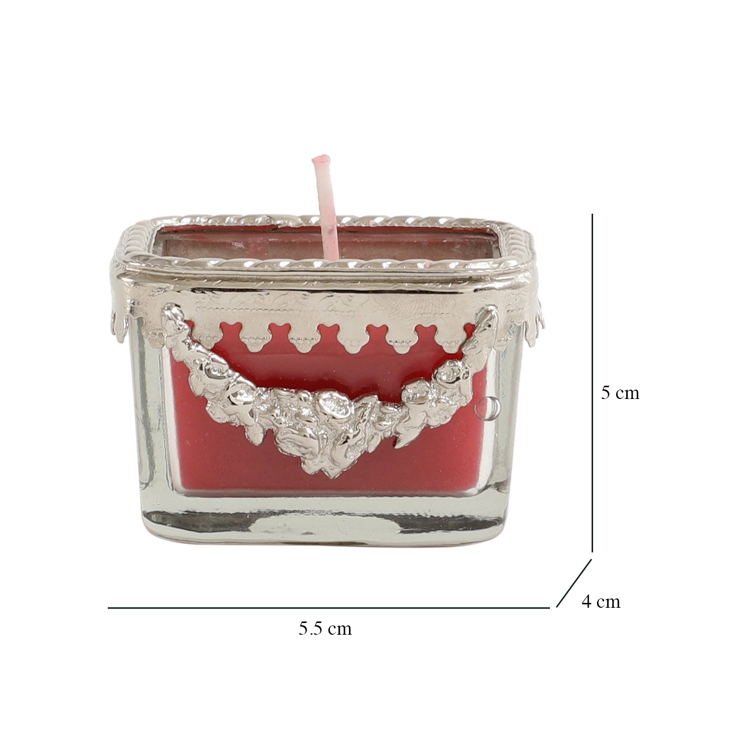 cherry blossom red scented candle glass jar with Silver ring