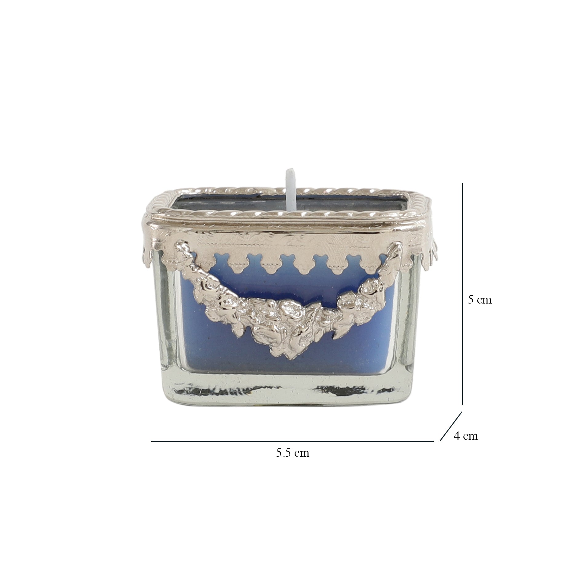 ocean breeze blue Scented candle glass jar with silver ring