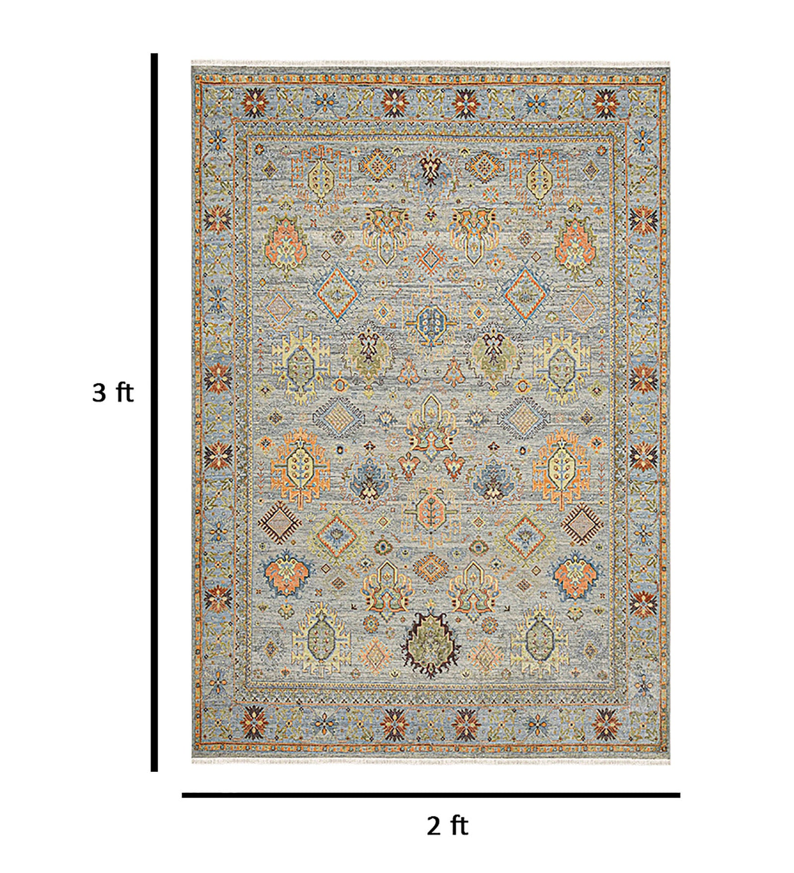 Mahal Traditional Pattern Hand Knotted  Rectangle Anti-Skid Designer Carpet, Prayer Rug For Office Cabins, Small Living Spaces - 2'x3'