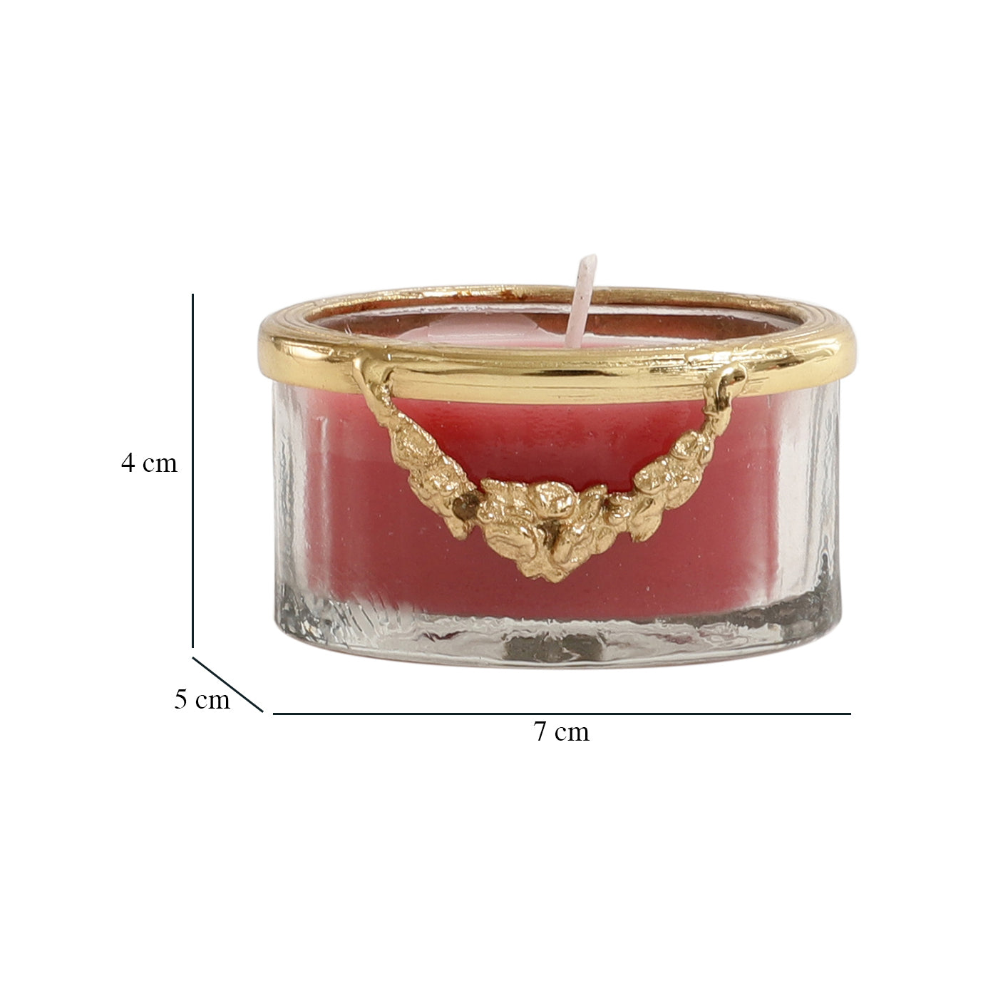 Cherry Blossom Red Scented Candle Jar With Golden Ring - OUCHCART