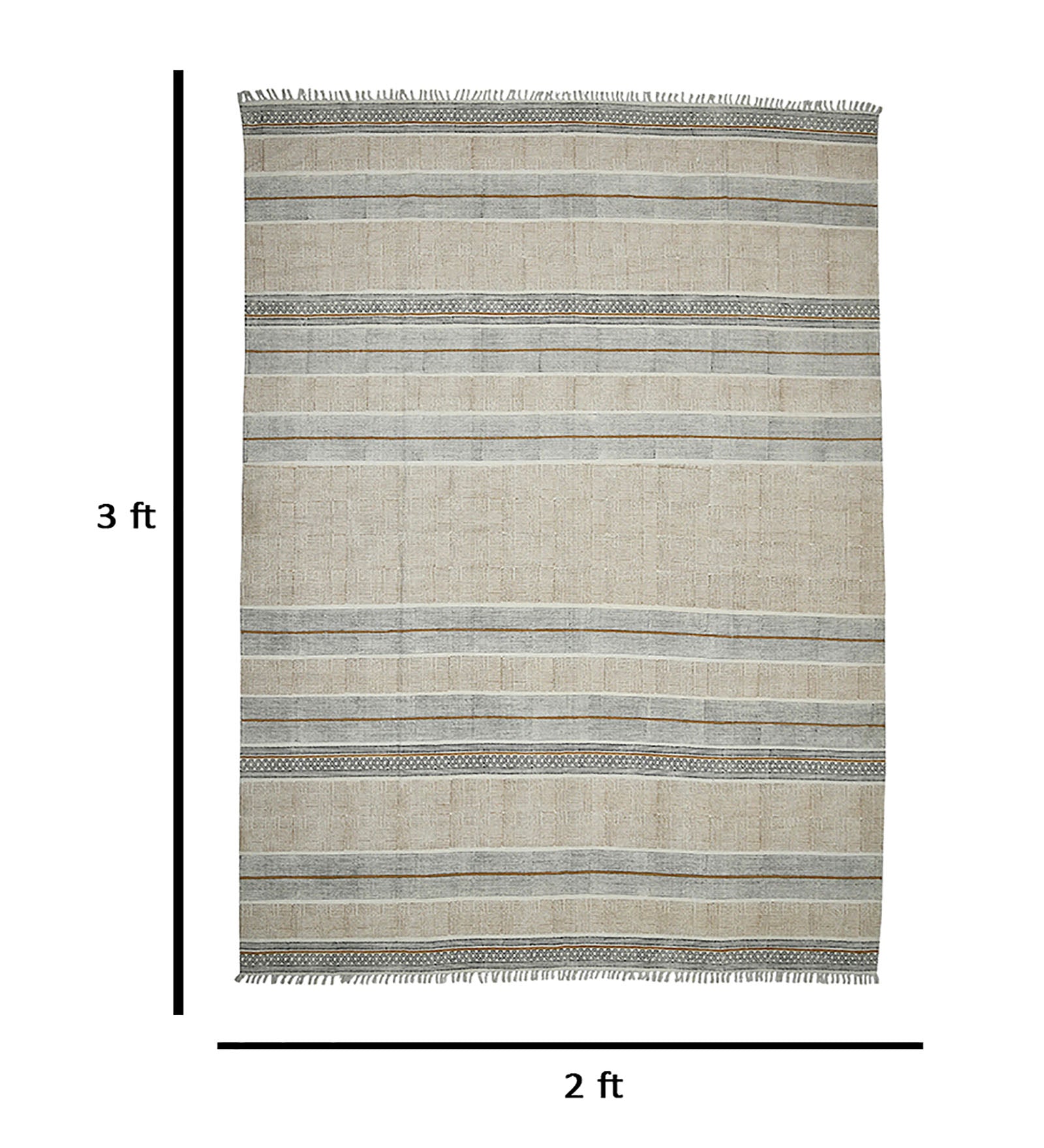 Dune Modern Pattern Hand Woven  Rectangle Anti-Skid Designer Carpet, Prayer Rug For Office Cabins, Small Living Spaces - 2'x3'