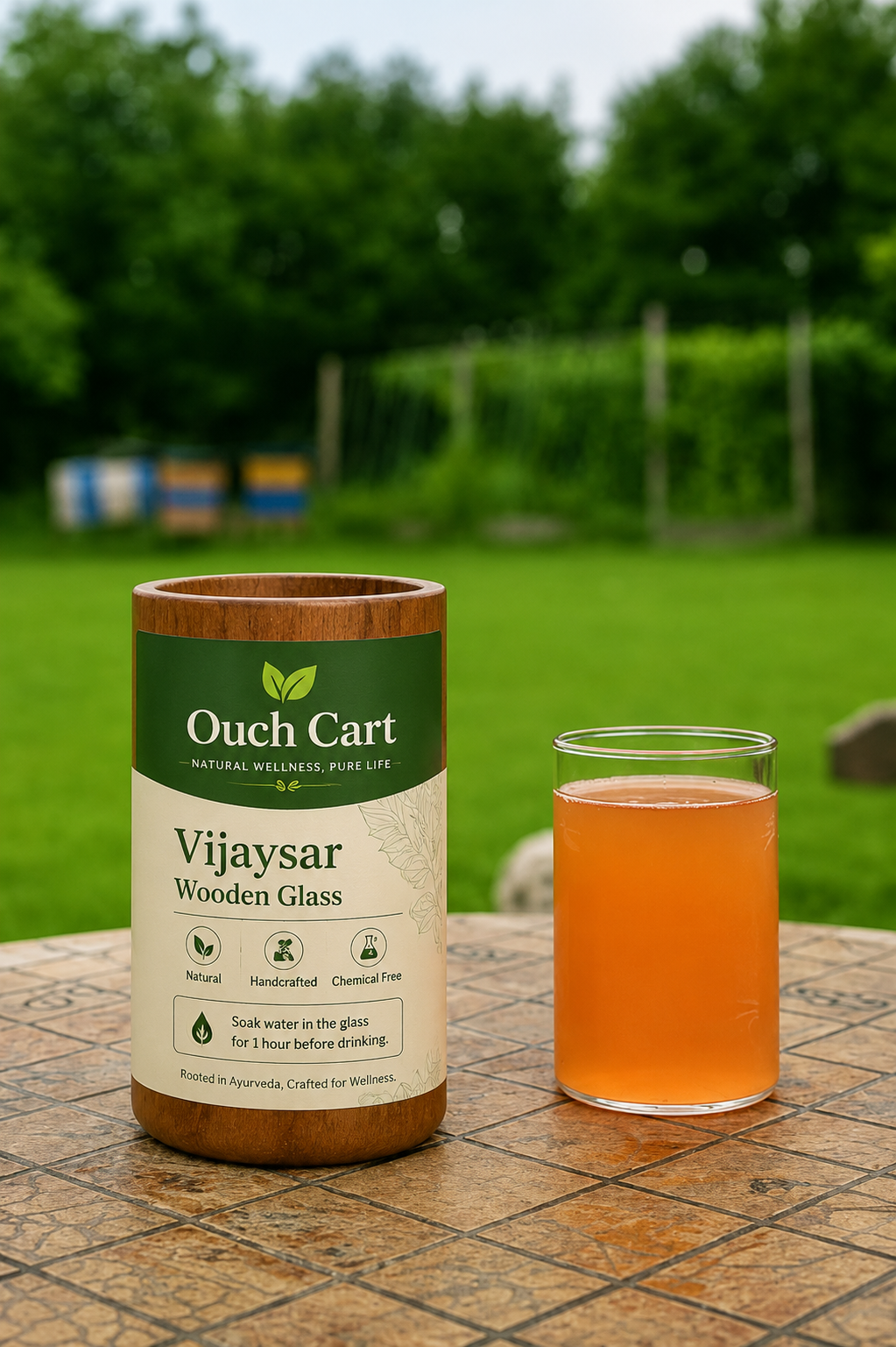 Ouchcart Vijaysar Wooden Glass for Diabetes & Blood Sugar  - OUCHCART
