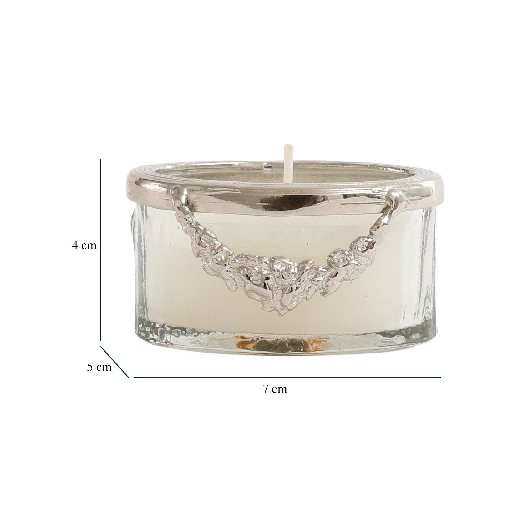 snowy whisper white scented candle jar with silver Ring