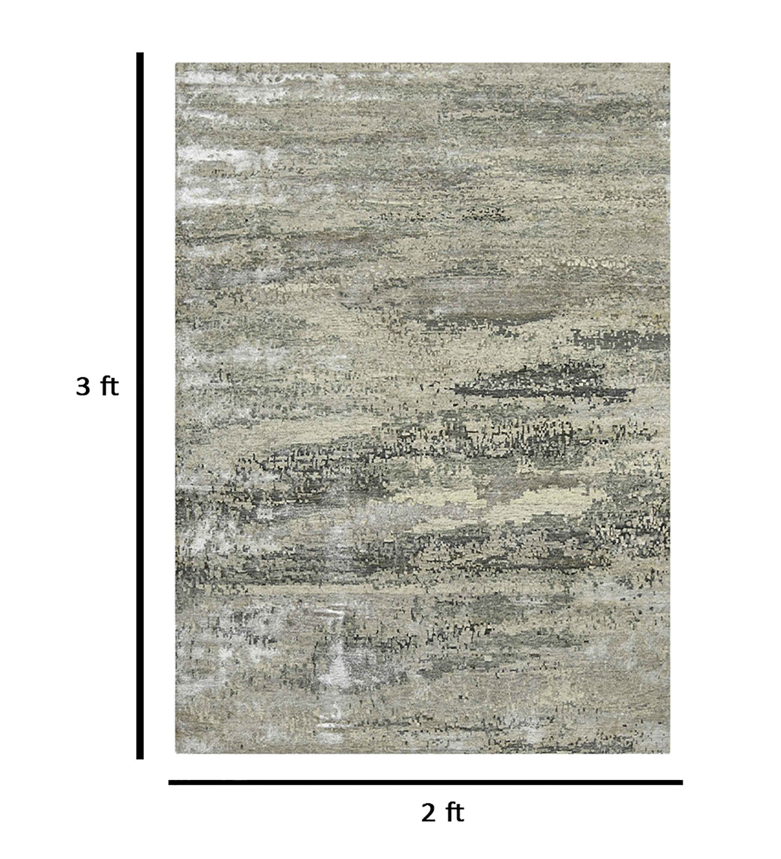 Synergy Modern Pattern Hand Knotted  Rectangle Anti-Skid Designer Carpet, Prayer Rug For Office Cabins, Small Living Spaces - 2'X3'