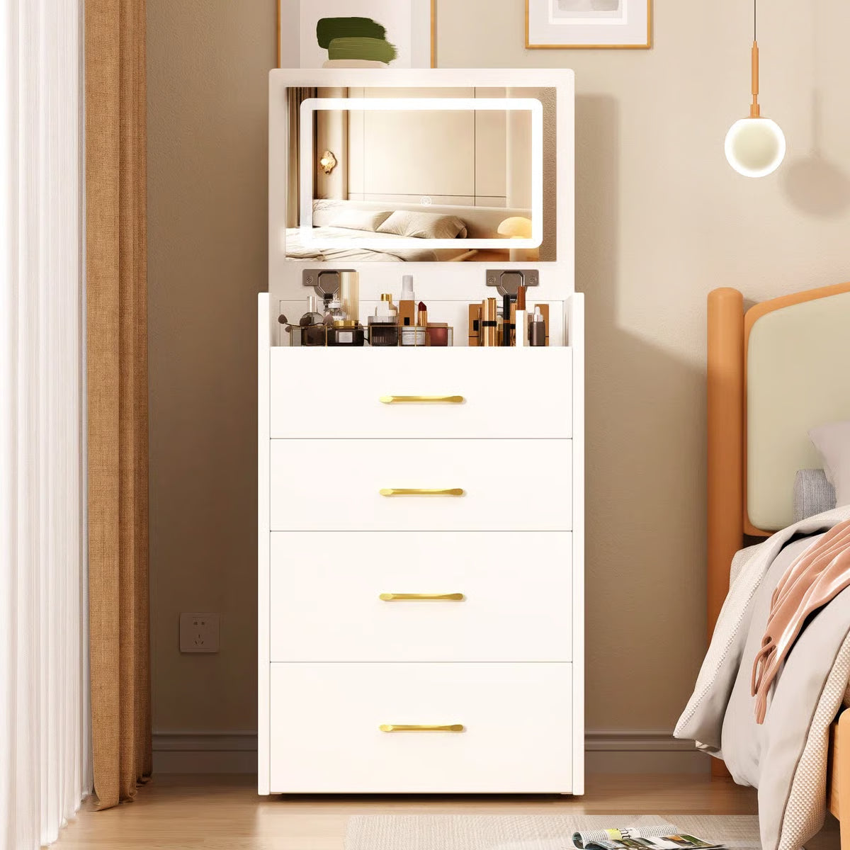 3-in-1 Vanity Table with Open Top Mirror – Makeup Desk for Bedroom-OUCH CART |Dressing table 
