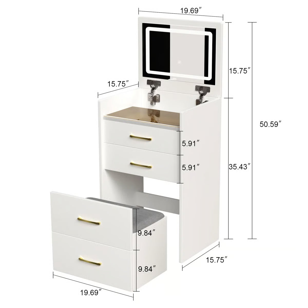 3-in-1 Vanity Table with Open Top Mirror – Makeup Desk for Bedroom-OUCH CART |Dressing table 