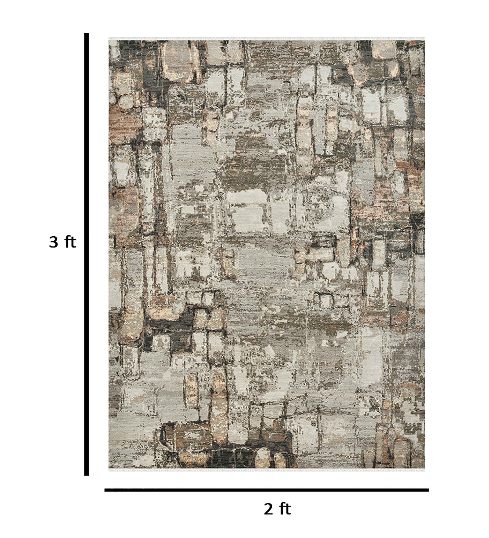 Ensemble Modern Pattern Hand Knotted  Rectangle Anti-Skid Designer Carpet, Prayer Rug For Office Cabins, Small Living Spaces - 2'x3'